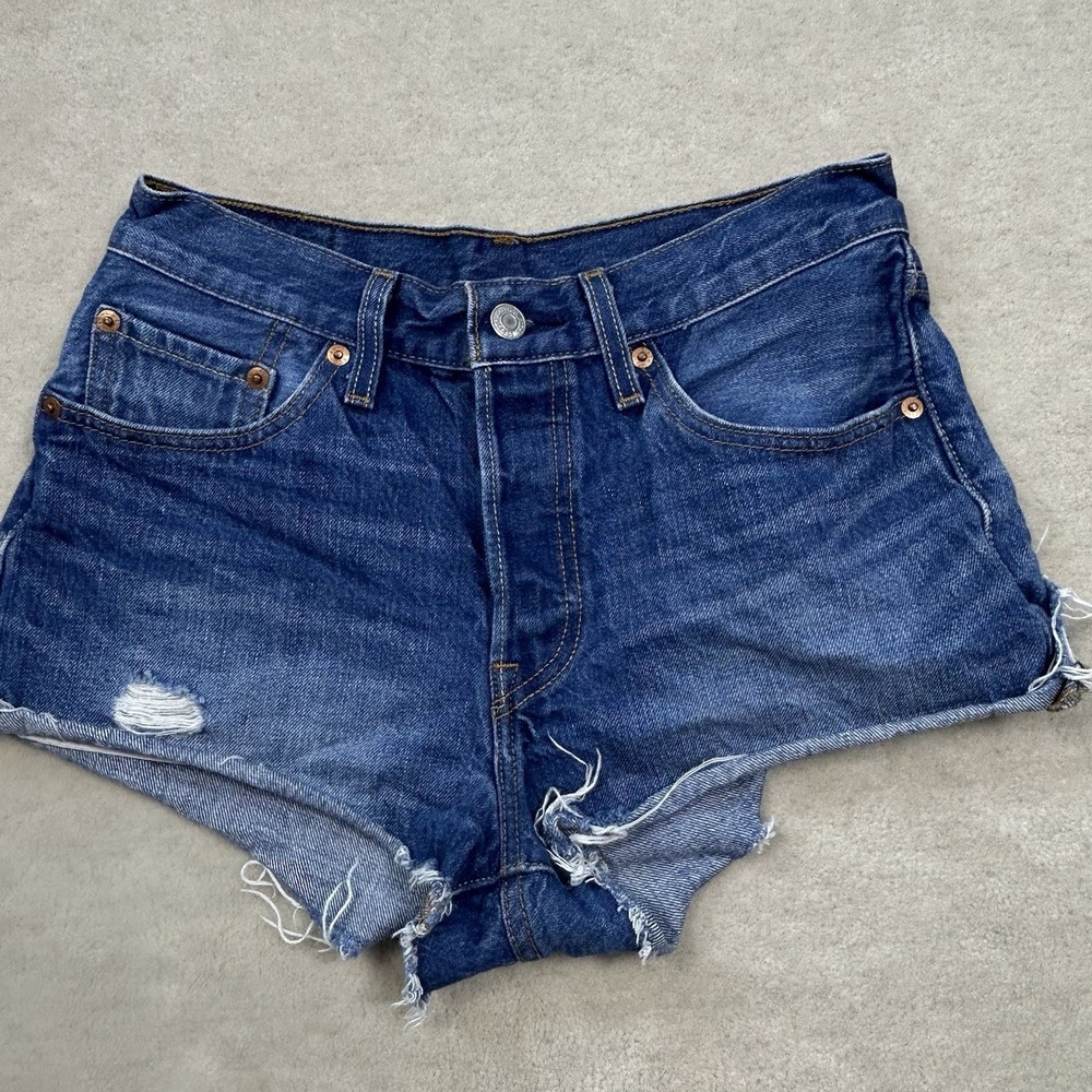 Levi's 501 Women's 27 Cut Off Jean Shorts Mid Rise Denim